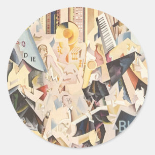 muziek, Art Deco Jazz, Rhapsody in Blue Ronde Sticker