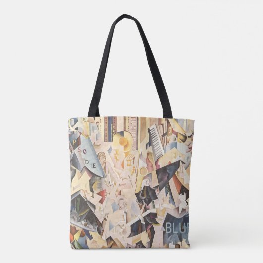  muziek, Art Deco Jazz, Rhapsody in Blue Tote Bag (Achterkant)