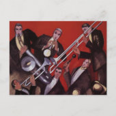 muziek, Art Deco Musical Jazz Band Jamming Briefkaart (Voorkant)