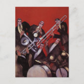  muziek, Art Deco Musical Jazz Band Jamming Briefkaart (Voorkant)