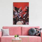  muziek, Art Deco Musical Jazz Band Jamming Canvas Afdruk (Insitu (Woonkamer))