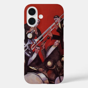 muziek, Art Deco Musical Jazz Band Jamming iPhone 16 Hoesje