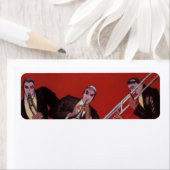 muziek, Art Deco Musical Jazz Band Jamming Etiket (Insitu)