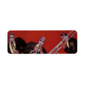  muziek, Art Deco Musical Jazz Band Jamming Etiket (Voorkant)