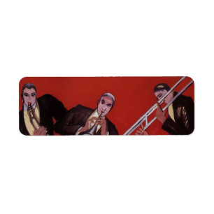  muziek, Art Deco Musical Jazz Band Jamming Etiket