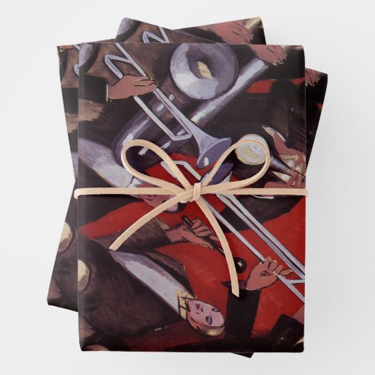 muziek, Art Deco Musical Jazz Band Jamming Inpakpapier Vel (In situ)