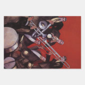 muziek, Art Deco Musical Jazz Band Jamming Inpakpapier Vel (Voorkant)