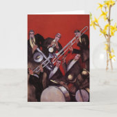 muziek, Art Deco Musical Jazz Band Jamming Kaart (Gele Bloem)