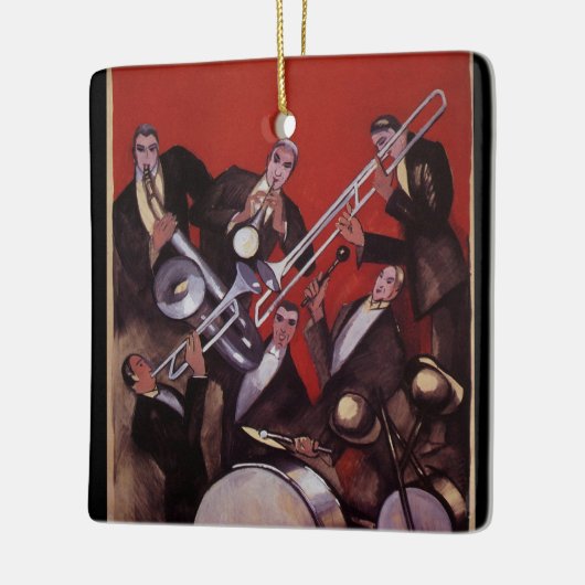  muziek, Art Deco Musical Jazz Band Jamming Keramisch Ornament (Links)