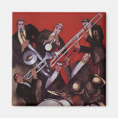  muziek, Art Deco Musical Jazz Band Jamming Magneet (Voorkant)