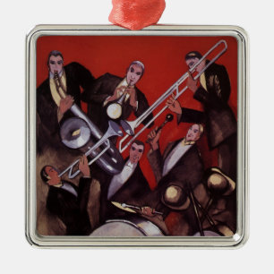 muziek, Art Deco Musical Jazz Band Jamming Metalen Ornament