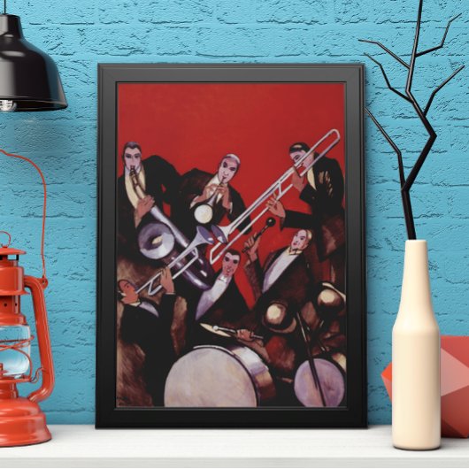  muziek, Art Deco Musical Jazz Band Jamming Poster