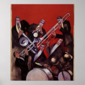  muziek, Art Deco Musical Jazz Band Jamming Poster (Voorkant)