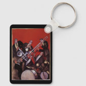 muziek, Art Deco Musical Jazz Band Jamming Sleutelhanger (Achterkant)