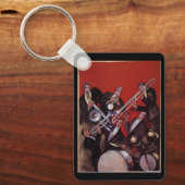 muziek, Art Deco Musical Jazz Band Jamming Sleutelhanger (Voorkant)
