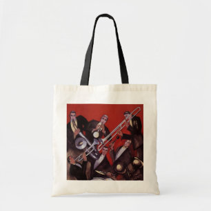  muziek, Art Deco Musical Jazz Band Jamming Tote Bag