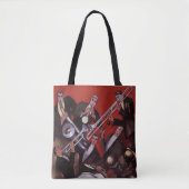 muziek, Art Deco Musical Jazz Band Jamming Tote Bag (Voorkant)