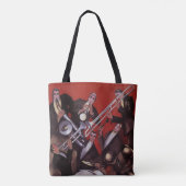 muziek, Art Deco Musical Jazz Band Jamming Tote Bag (Achterkant)