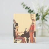 muziek, Art Deco Pianist Musician Singer Briefkaart (Staand voorkant)