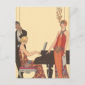 muziek, Art Deco Pianist Musician Singer Briefkaart (Voorkant)