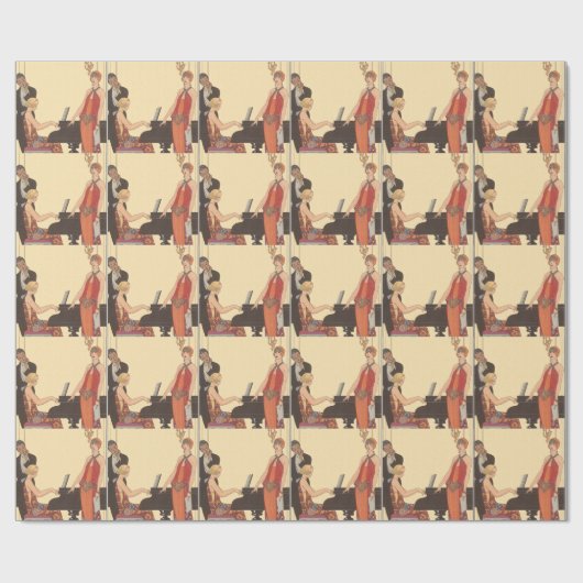  muziek, Art Deco Pianist Musician Singer Cadeaupapier (Vlak)