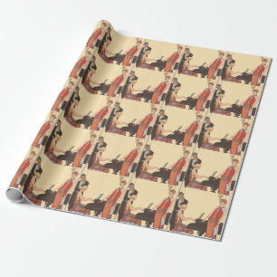 muziek, Art Deco Pianist Musician Singer Cadeaupapier