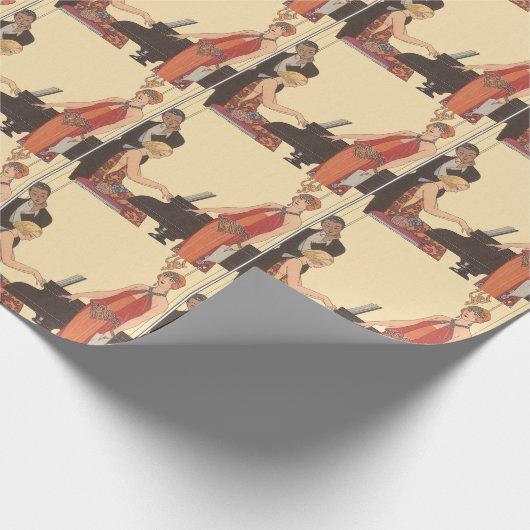  muziek, Art Deco Pianist Musician Singer Cadeaupapier (Hoek)