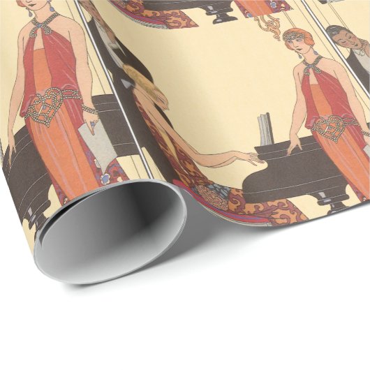  muziek, Art Deco Pianist Musician Singer Cadeaupapier (Rol Hoek)