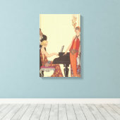  muziek, Art Deco Pianist Musician Singer Canvas Afdruk (Insitu (Houten vloer))