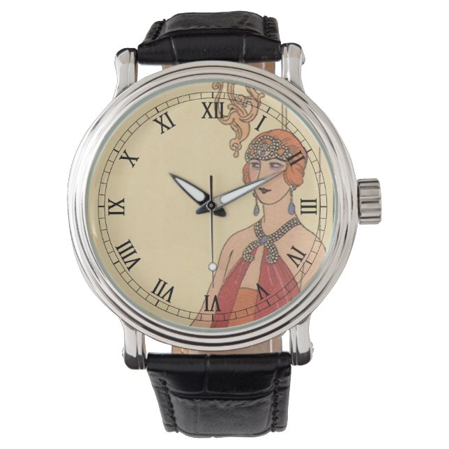  muziek, Art Deco Pianist Musician Singer Horloge (Voorkant)