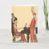 muziek, Art Deco Pianist Musician Singer Kaart (Voorkant)