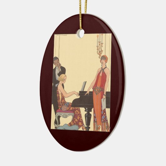  muziek, Art Deco Pianist Musician Singer Keramisch Ornament (Links)