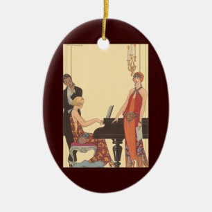  muziek, Art Deco Pianist Musician Singer Keramisch Ornament