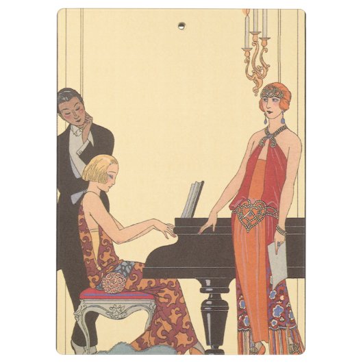  muziek, Art Deco Pianist Musician Singer Klembord (Achterkant)