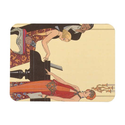  muziek, Art Deco Pianist Musician Singer Magneet (Horizontaal)