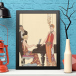 muziek, Art Deco Pianist Musician Singer Poster<br><div class="desc">illustratiekunst deco fijn kunstmuzikaal ontwerp met een pianist die piano speelt en een zanger die op het punt staat te zingen en te presteren met muziek. De vrouwen dragen de klassieke 20-kledij die in de mode is. Incantatie door George Barbier. 1922</div>