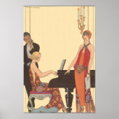 muziek, Art Deco Pianist Musician Singer Poster (Voorkant)
