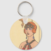 muziek, Art Deco Pianist Musician Singer Sleutelhanger (Voorkant)