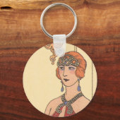 muziek, Art Deco Pianist Musician Singer Sleutelhanger (Voorkant)