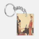  muziek, Art Deco Pianist Musician Singer Sleutelhanger (Voorkant Links)