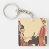  muziek, Art Deco Pianist Musician Singer Sleutelhanger (Voorkant)
