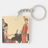  muziek, Art Deco Pianist Musician Singer Sleutelhanger (Achterkant)