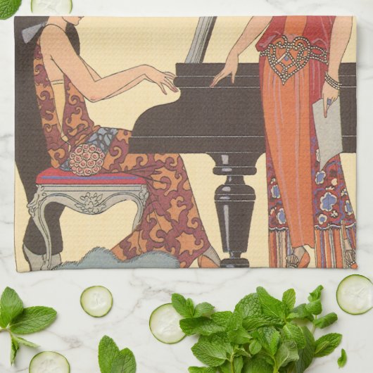  muziek, Art Deco Pianist Musician Singer Theedoek (Gevouwen)