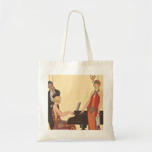  muziek, Art Deco Pianist Musician Singer Tote Bag