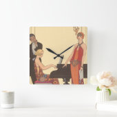  muziek, Art Deco Pianist Musician Singer Vierkante Klok (Huis)