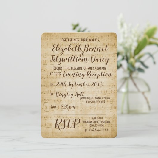  muziek avonduitnodiging kaart (Staand voorkant)