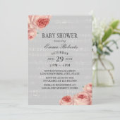 Muziek Baby Shower Elegante Bloemen Kaart (Staand voorkant)