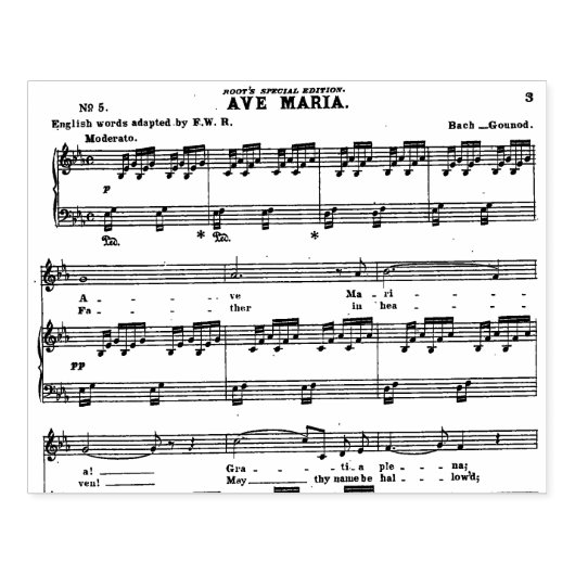 Muziek Bach Gounod Ave Maria Vocal Rubberstempel (Afrduk)