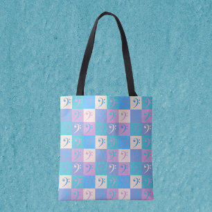 Muziek Bass Clef Pastel patroon Tote Bag