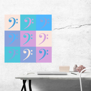 Muziek Bassleutel Pastelkleuren Poster